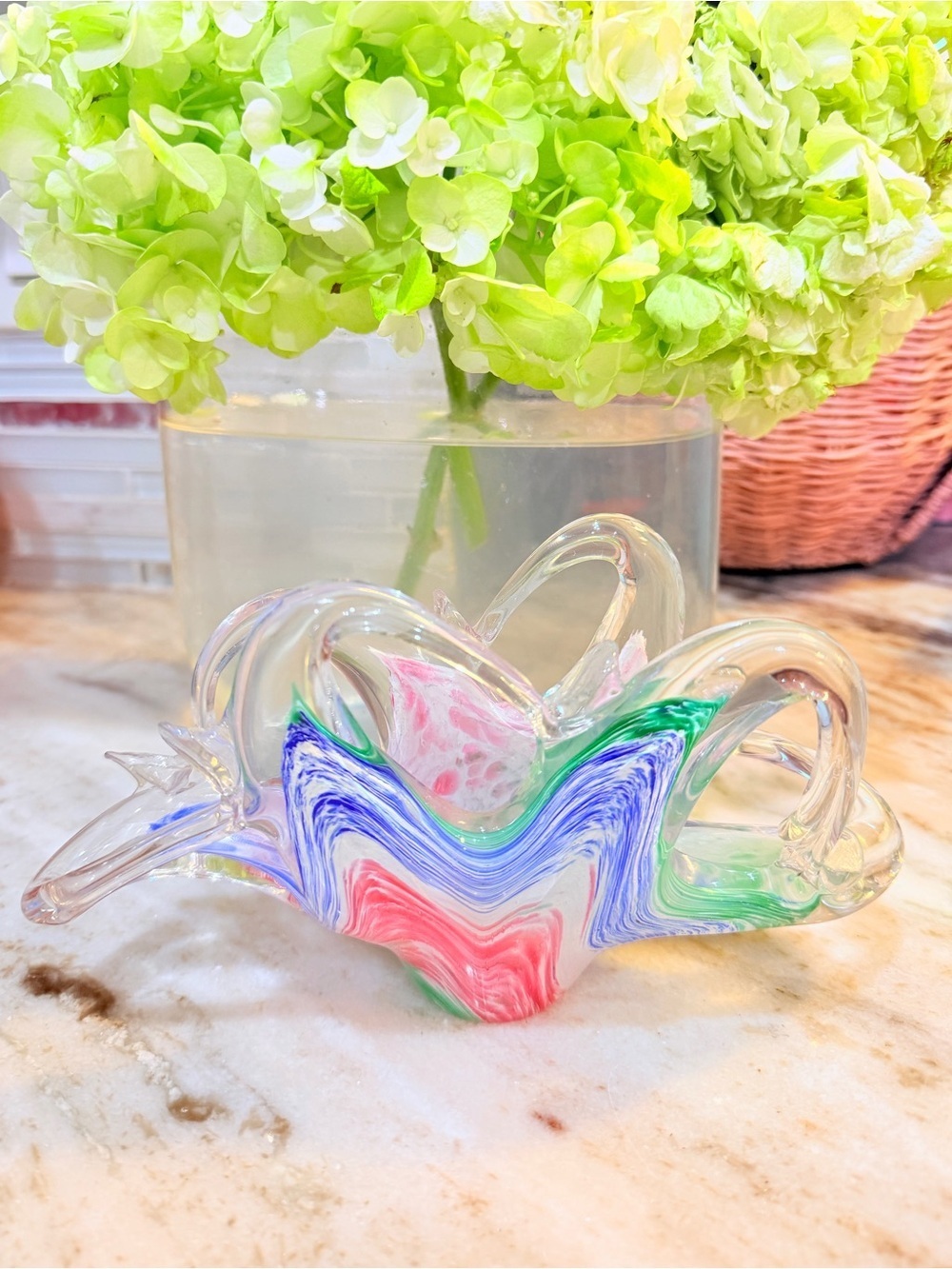Murano Vintage Sculptured Art Glass Vase, Napkin Holder Letter holder.